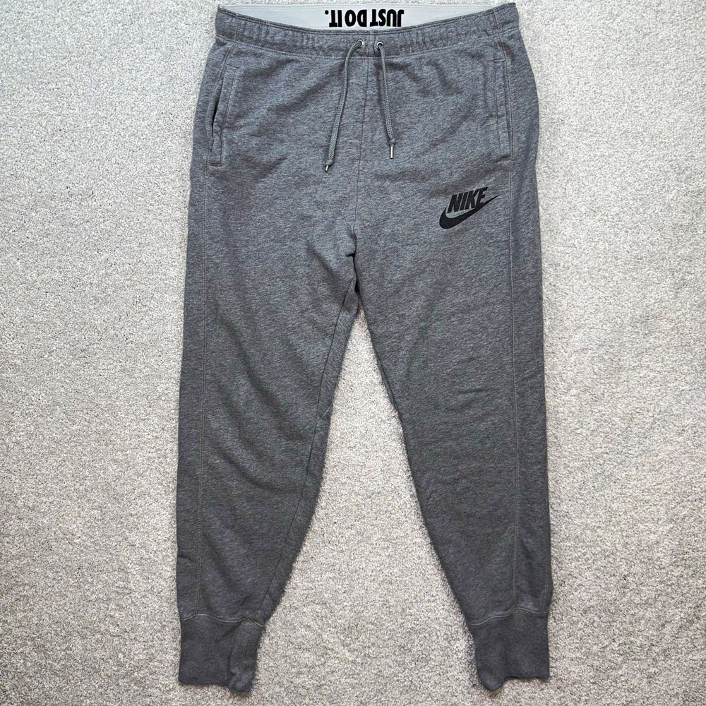 Nike Joggers Mens Large Gray Just Do It Sweatpants Cotton Blend Activewear JDI
